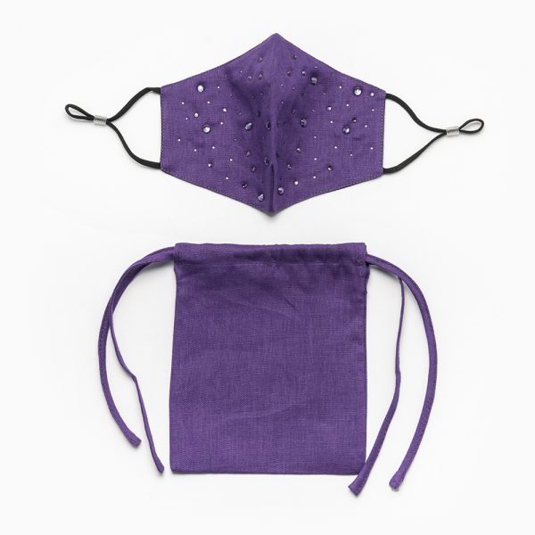 Purple Pearl Party Wear Face Mask-Bag