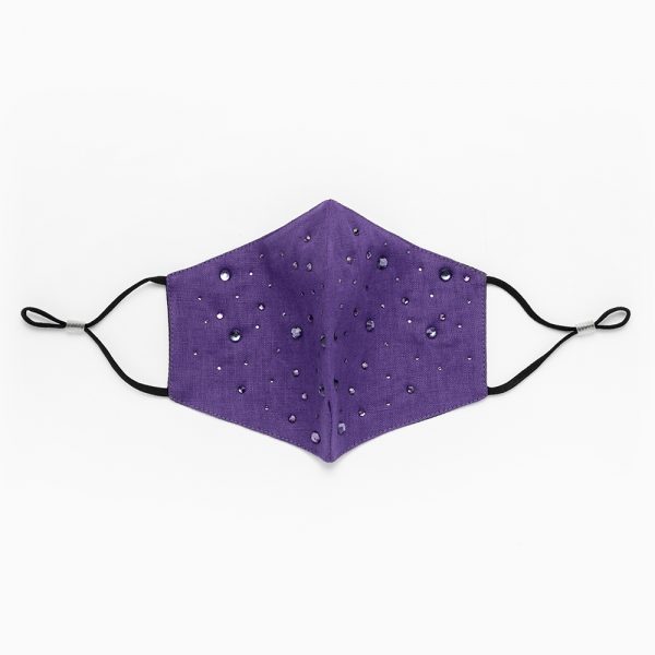 Purple Pearl Party Wear Face Mask-Front Splash